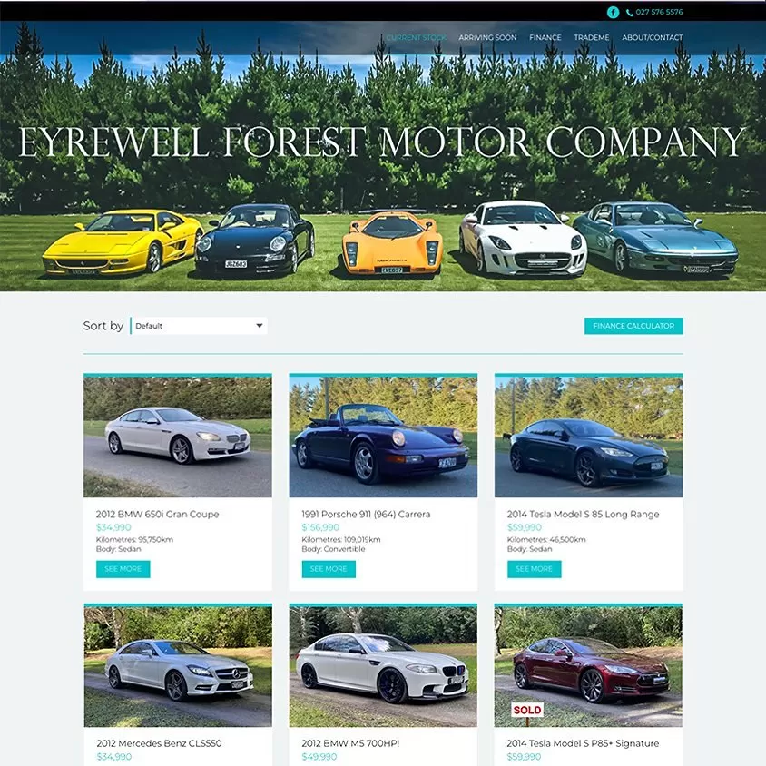 eyrewell forest motor company website design